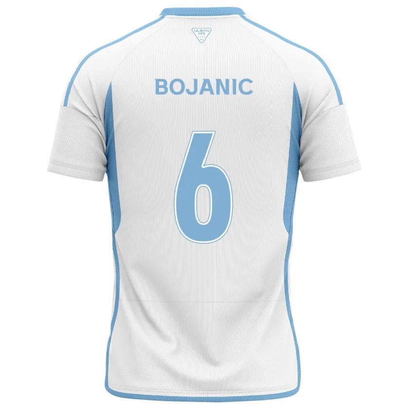 Danxen Kinderen Darijan Bojanic #6 Wit Blauw Uitshirt Uittenue 2024/25 T-Shirt