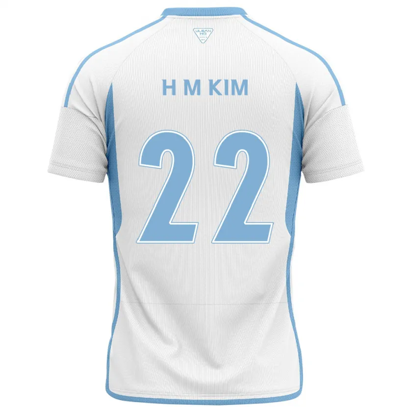 Danxen Kinderen Min-Hyuk Kim #22 Wit Blauw Uitshirt Uittenue 2024/25 T-Shirt