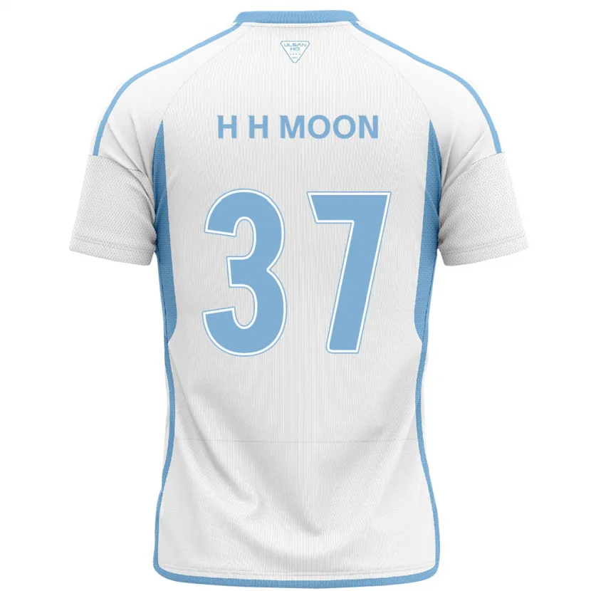 Danxen Kinderen Hyeon-Ho Moon #37 Wit Blauw Uitshirt Uittenue 2024/25 T-Shirt