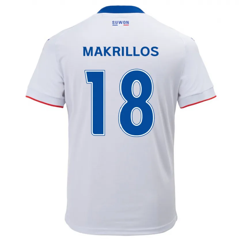 Danxen Kinderen Peter Makrillos #18 Wit Blauw Uitshirt Uittenue 2024/25 T-Shirt