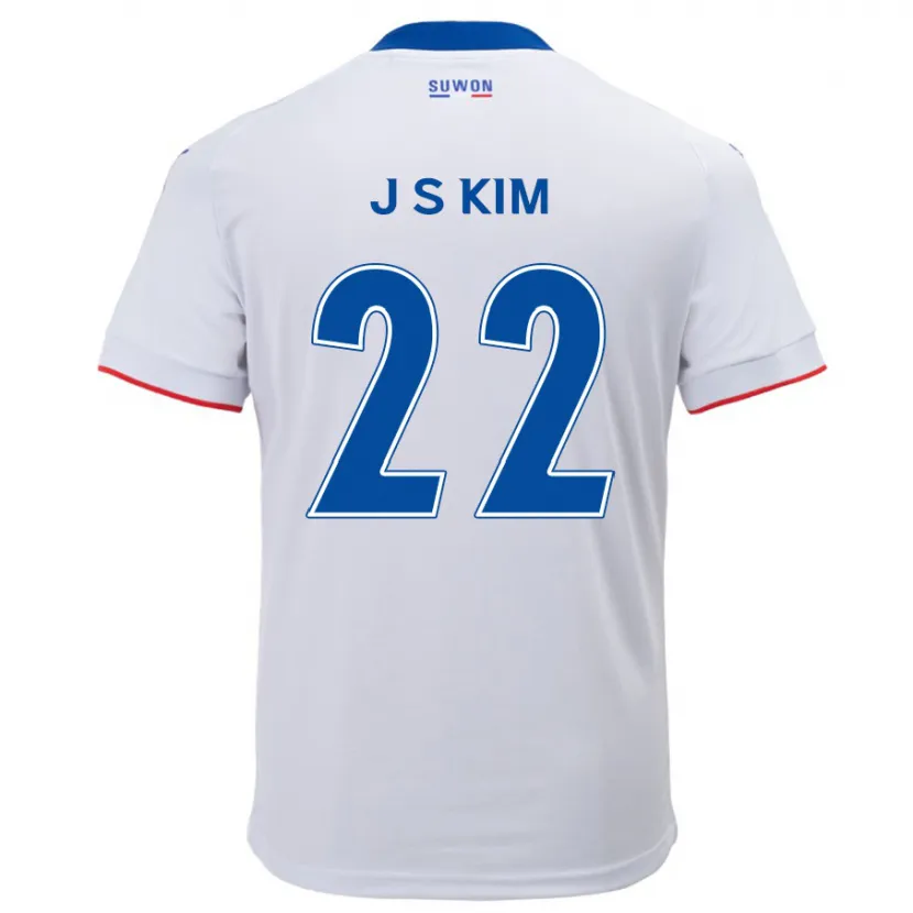 Danxen Kinderen Sang-Jun Kim #22 Wit Blauw Uitshirt Uittenue 2024/25 T-Shirt