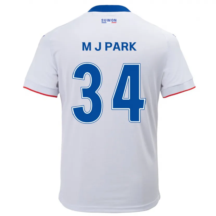 Danxen Kinderen Ji-Min Park #34 Wit Blauw Uitshirt Uittenue 2024/25 T-Shirt