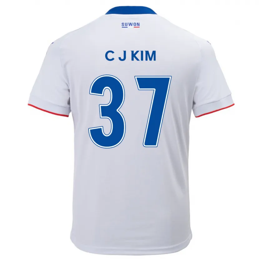 Danxen Kinderen Joo-Chan Kim #37 Wit Blauw Uitshirt Uittenue 2024/25 T-Shirt