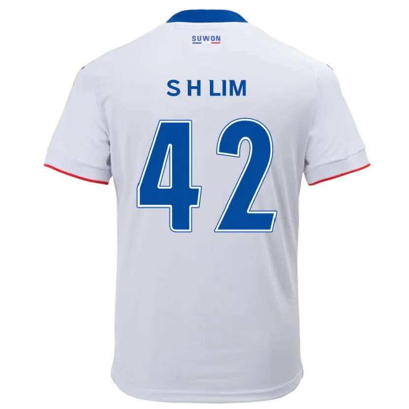 Danxen Kinderen Hyun-Sub Lim #42 Wit Blauw Uitshirt Uittenue 2024/25 T-Shirt