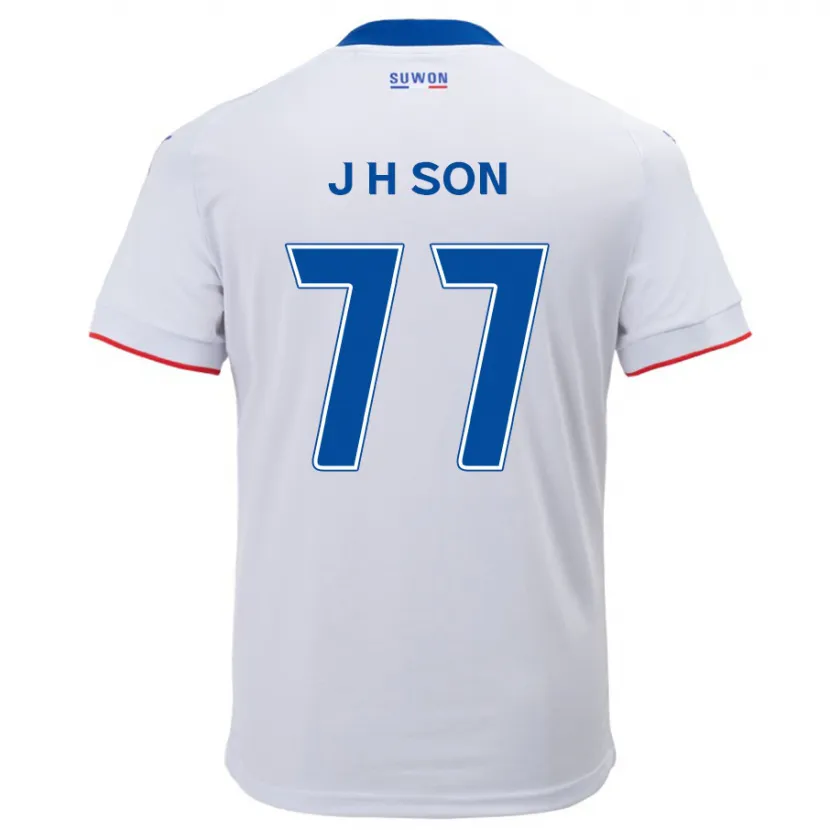 Danxen Kinderen Ho-Jun Son #77 Wit Blauw Uitshirt Uittenue 2024/25 T-Shirt