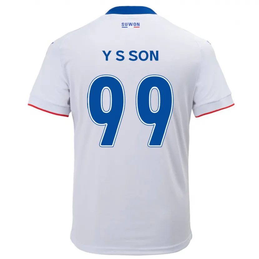 Danxen Kinderen Suk-Yong Son #99 Wit Blauw Uitshirt Uittenue 2024/25 T-Shirt