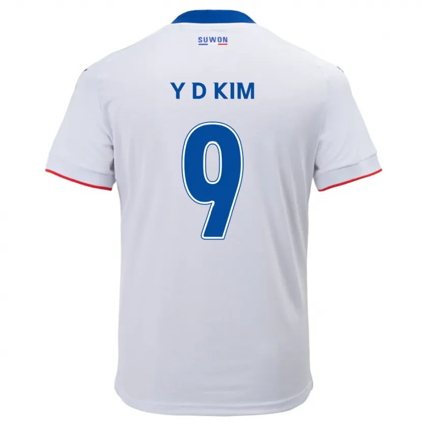 Danxen Kinderen Dong-Yeon Kim #9 Wit Blauw Uitshirt Uittenue 2024/25 T-Shirt