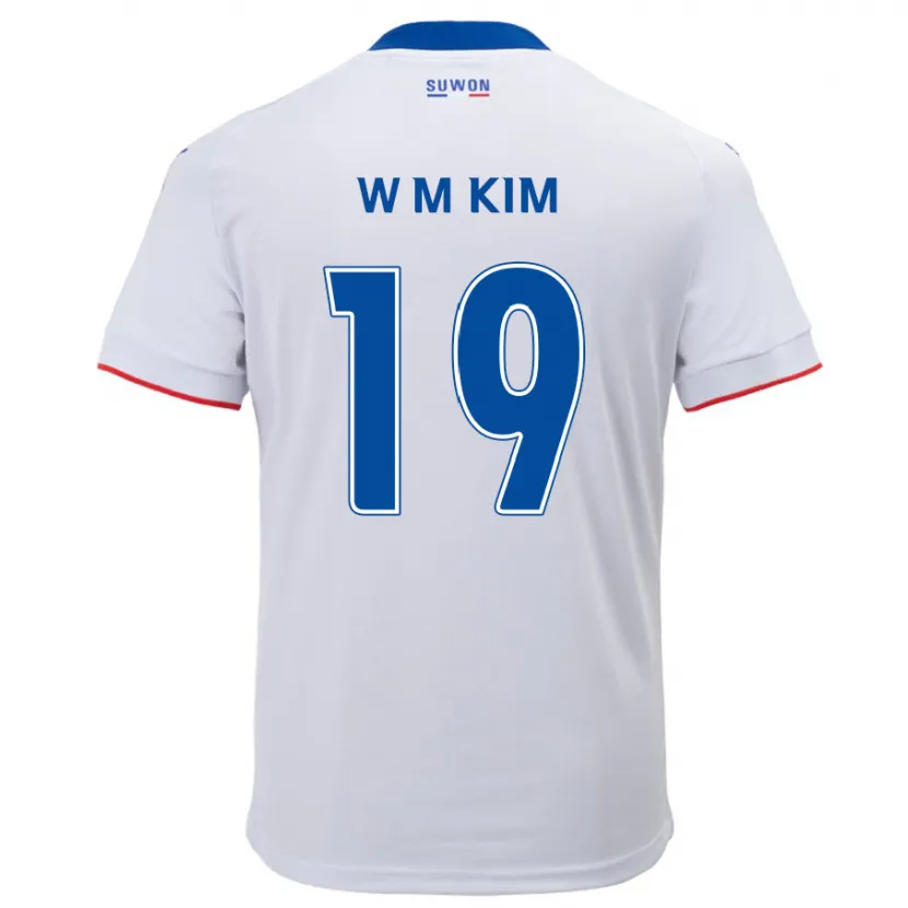 Danxen Kinderen Min-Woo Kim #19 Wit Blauw Uitshirt Uittenue 2024/25 T-Shirt