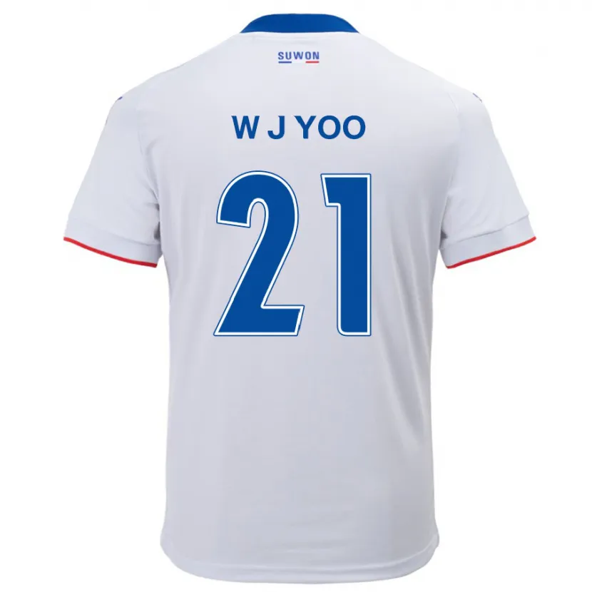 Danxen Kinderen Jin-Wook Yoo #21 Wit Blauw Uitshirt Uittenue 2024/25 T-Shirt