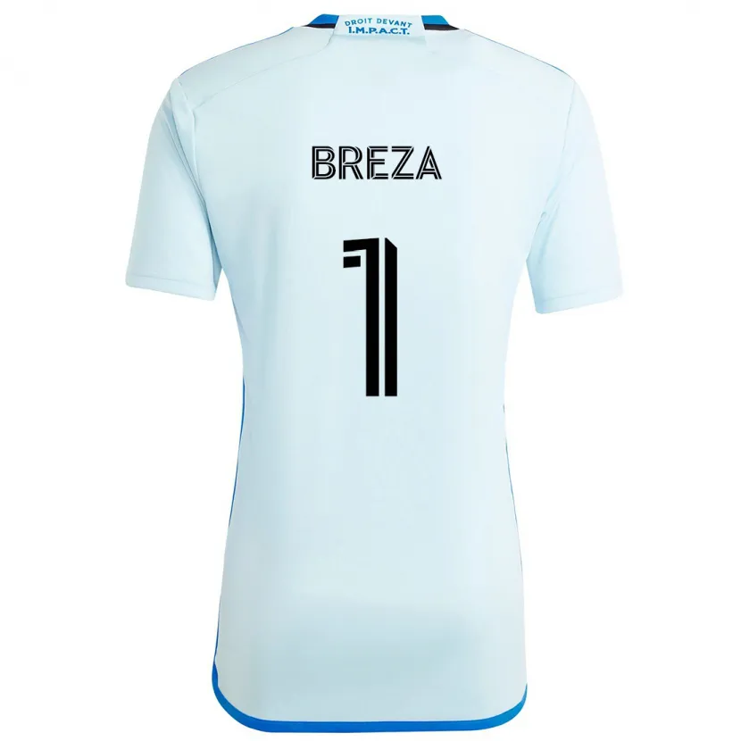 Danxen Kinderen Sebastian Breza #1 Ijsblauw Uitshirt Uittenue 2024/25 T-Shirt