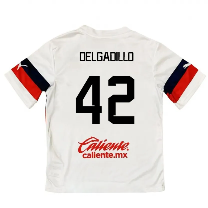 Danxen Kinderen Diego Delgadillo #42 Wit Rood Uitshirt Uittenue 2024/25 T-Shirt