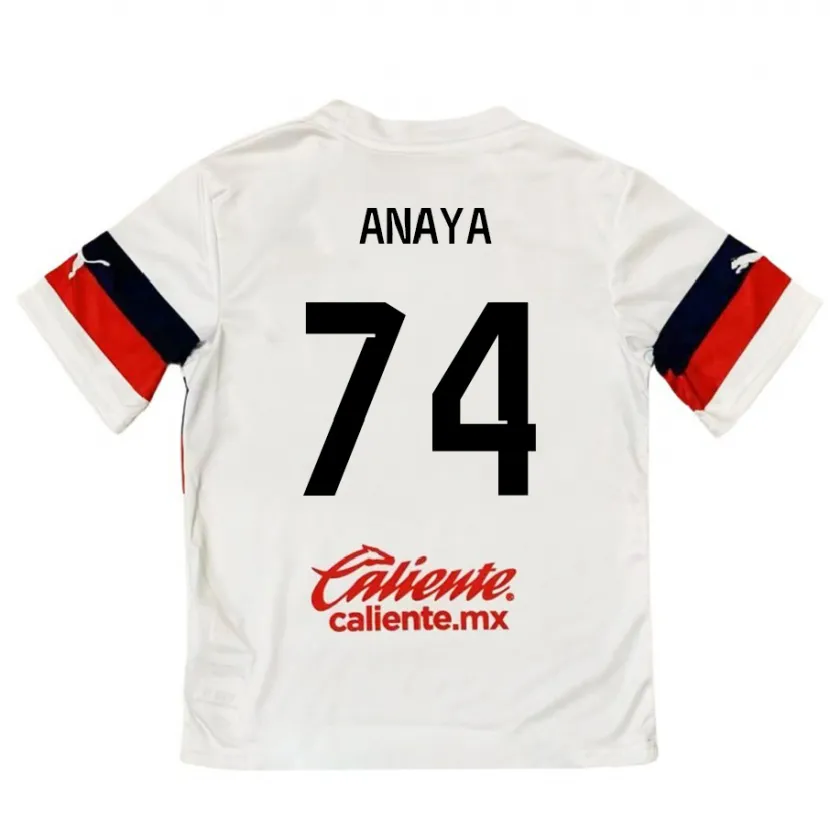 Danxen Kinderen Mario Anaya #74 Wit Rood Uitshirt Uittenue 2024/25 T-Shirt