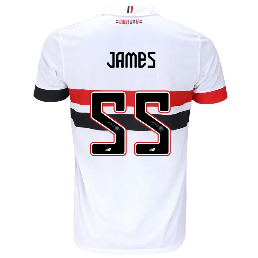 Danxen Heren James Rodríguez #55 Wit Rood Zwart Thuisshirt Thuistenue 2024/25 T-Shirt