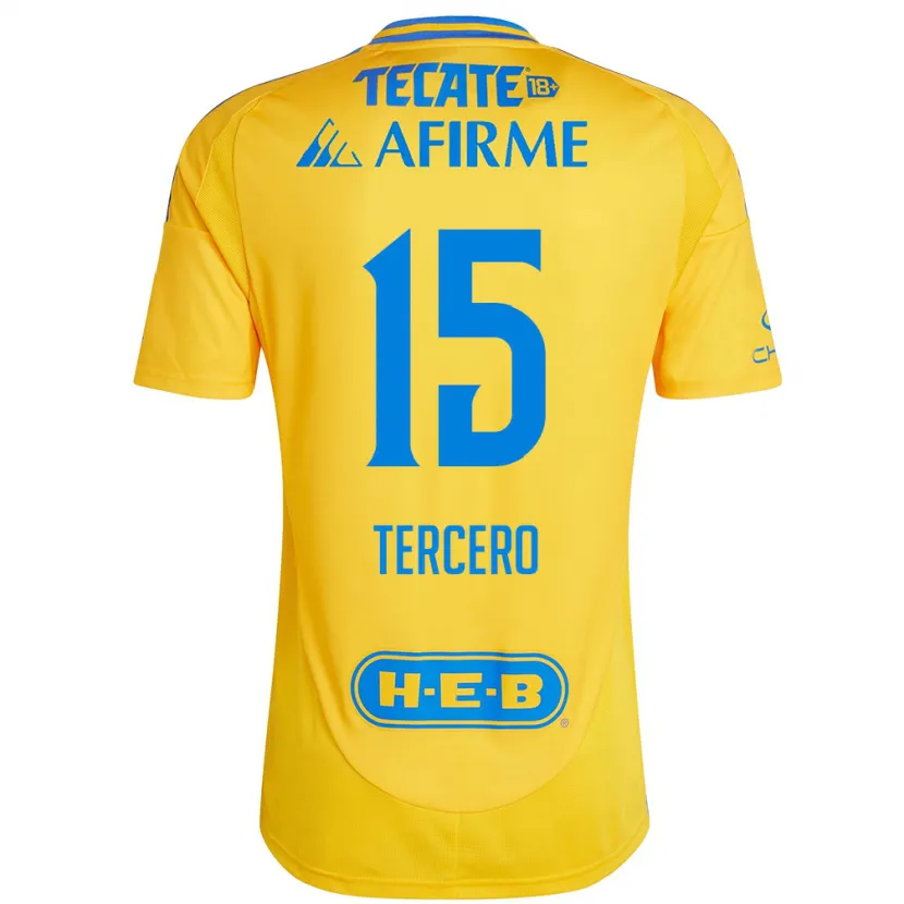 Danxen Heren Eduardo Tercero #15 Goud Geel Thuisshirt Thuistenue 2024/25 T-Shirt