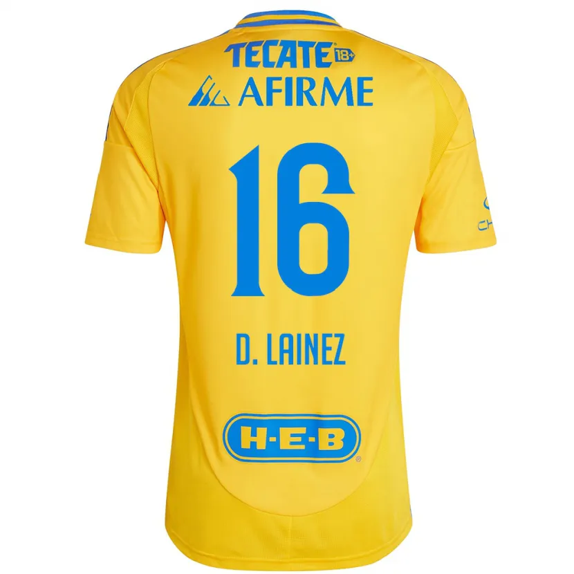 Danxen Heren Diego Lainez #16 Goud Geel Thuisshirt Thuistenue 2024/25 T-Shirt