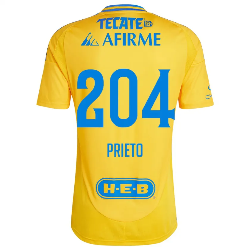 Danxen Heren Leonel Prieto #204 Goud Geel Thuisshirt Thuistenue 2024/25 T-Shirt