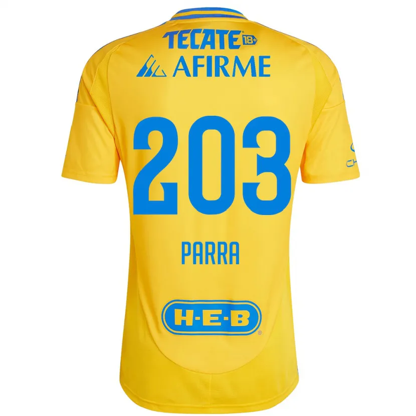 Danxen Heren Bernardo Parra #203 Goud Geel Thuisshirt Thuistenue 2024/25 T-Shirt