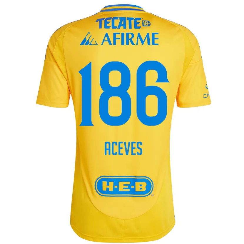 Danxen Heren Israel Aceves #186 Goud Geel Thuisshirt Thuistenue 2024/25 T-Shirt