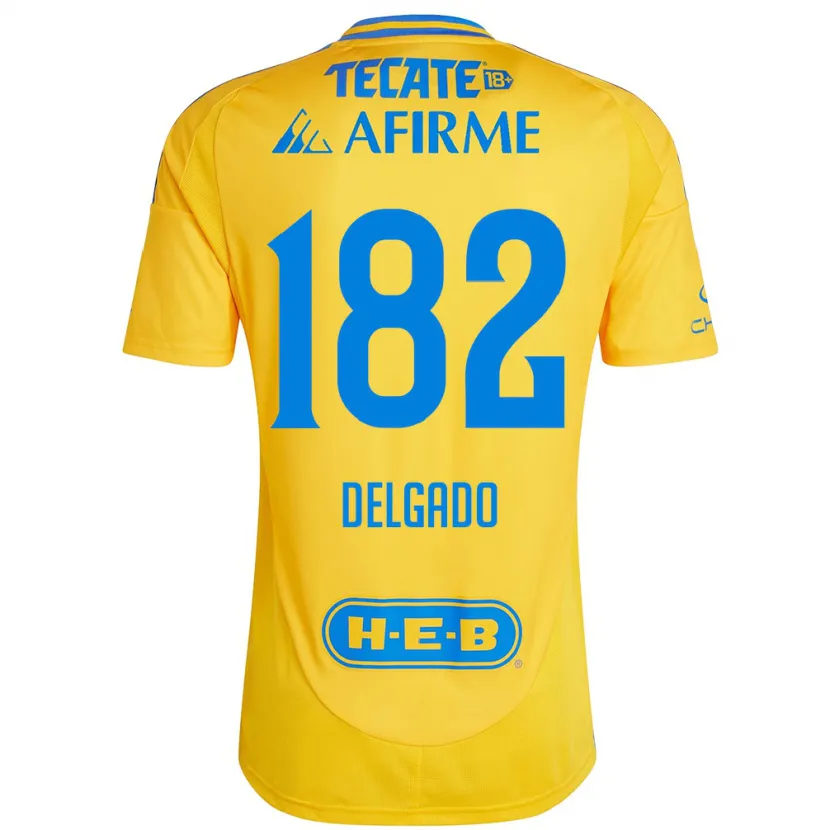 Danxen Heren Arturo Delgado #182 Goud Geel Thuisshirt Thuistenue 2024/25 T-Shirt