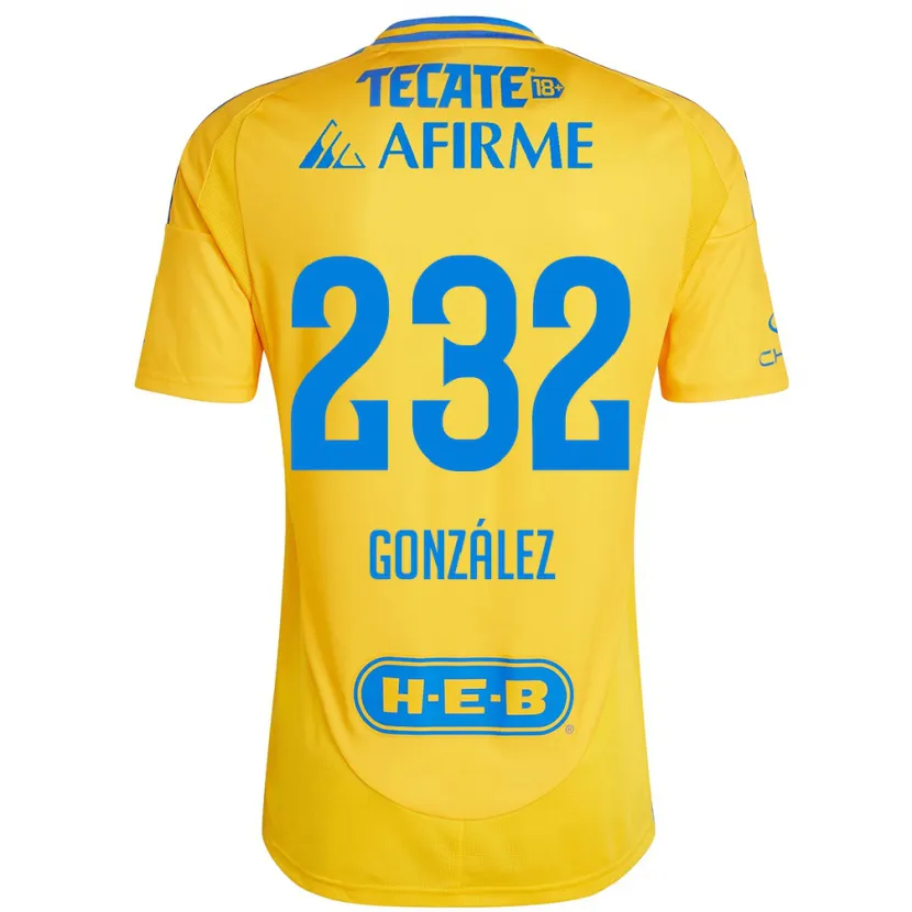 Danxen Heren César González #232 Goud Geel Thuisshirt Thuistenue 2024/25 T-Shirt