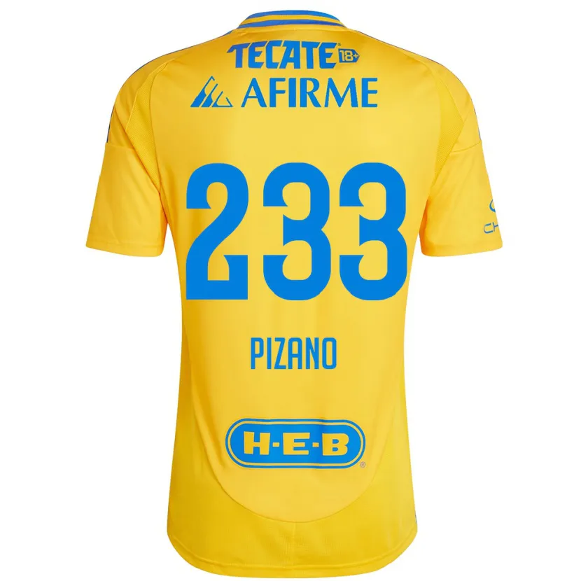 Danxen Heren Juan Pizano #233 Goud Geel Thuisshirt Thuistenue 2024/25 T-Shirt