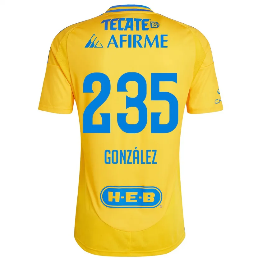 Danxen Heren Mauricio González #235 Goud Geel Thuisshirt Thuistenue 2024/25 T-Shirt