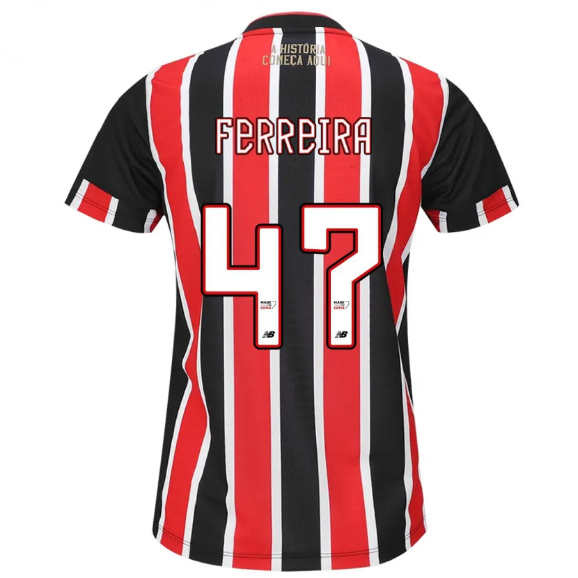 Danxen Heren Ferreirinha #47 Zwart Rood Wit Uitshirt Uittenue 2024/25 T-Shirt