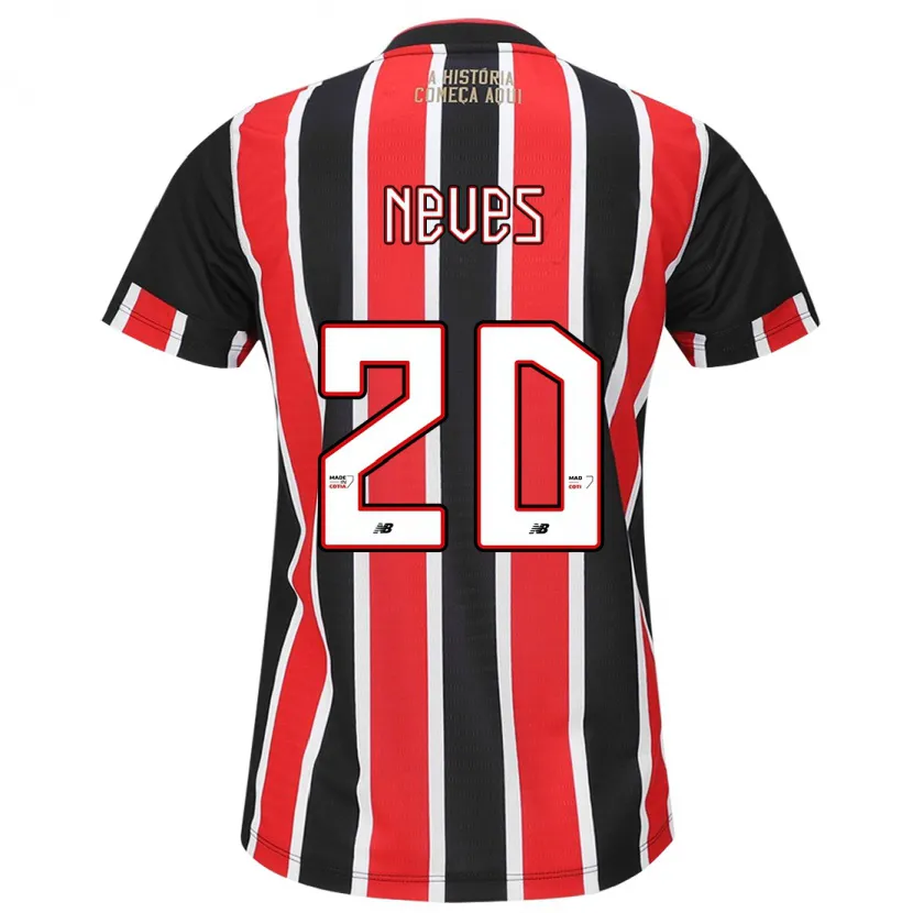 Danxen Heren Gabriel Neves #20 Zwart Rood Wit Uitshirt Uittenue 2024/25 T-Shirt