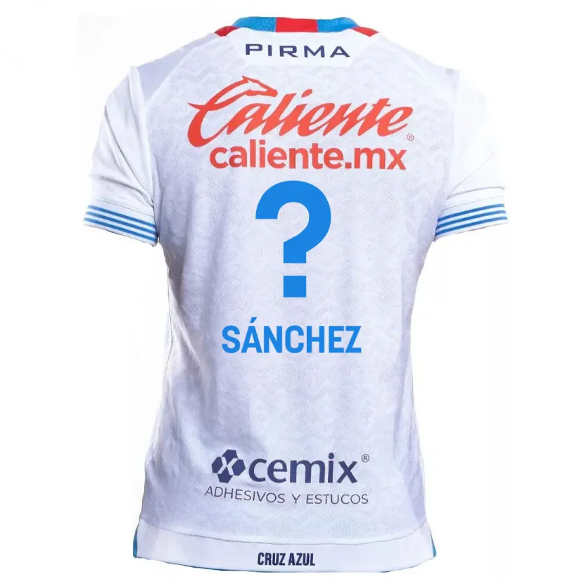 Danxen Heren Jorge Sánchez #0 Wit Blauw Uitshirt Uittenue 2024/25 T-Shirt