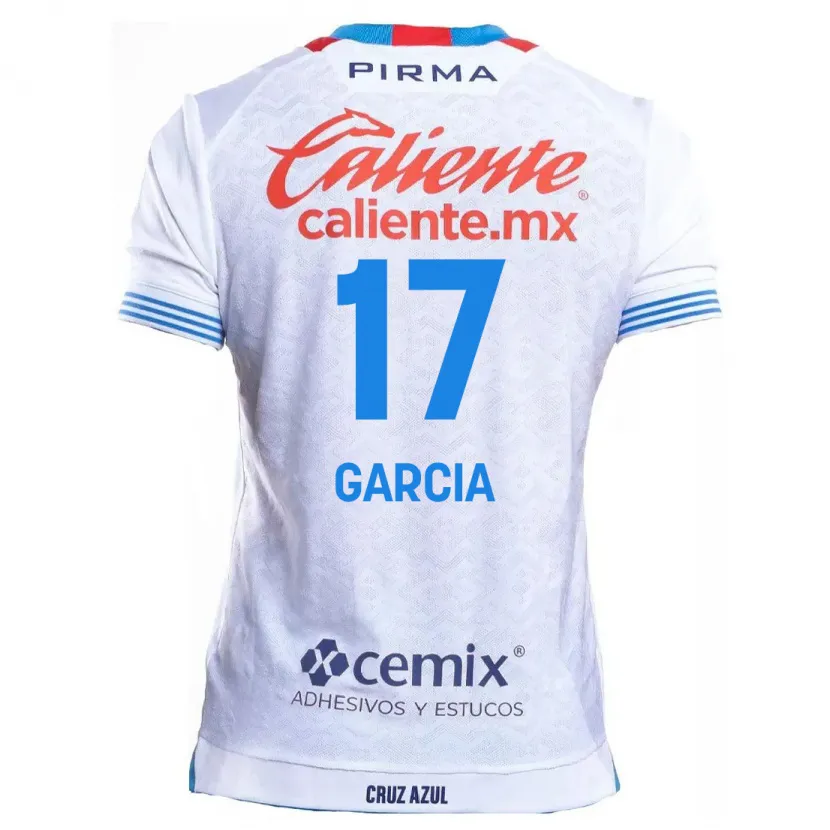 Danxen Heren Amaury García #17 Wit Blauw Uitshirt Uittenue 2024/25 T-Shirt