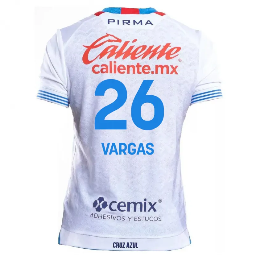 Danxen Heren Carlos Vargas #26 Wit Blauw Uitshirt Uittenue 2024/25 T-Shirt