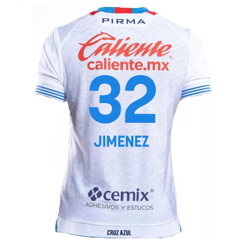 Danxen Heren Cristian Jiménez #32 Wit Blauw Uitshirt Uittenue 2024/25 T-Shirt