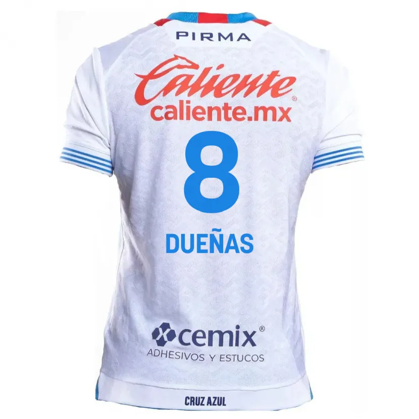 Danxen Heren Jesús Dueñas #8 Wit Blauw Uitshirt Uittenue 2024/25 T-Shirt