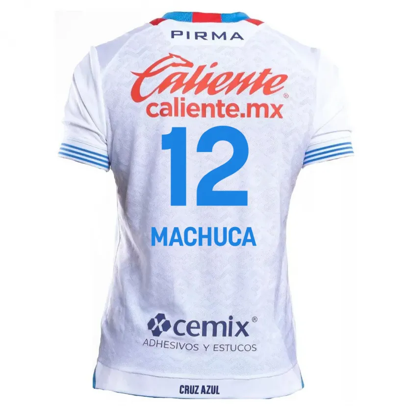 Danxen Heren Gabriela Machuca #12 Wit Blauw Uitshirt Uittenue 2024/25 T-Shirt