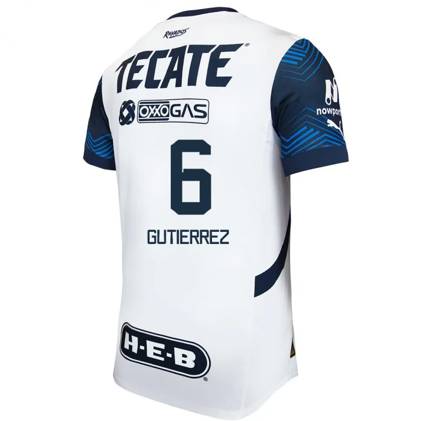 Danxen Heren Édson Gutiérrez #6 Wit Blauw Uitshirt Uittenue 2024/25 T-Shirt