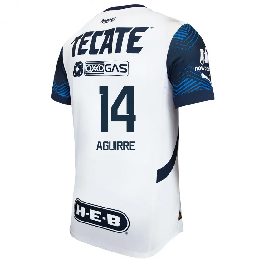 Danxen Heren Érick Aguirre #14 Wit Blauw Uitshirt Uittenue 2024/25 T-Shirt