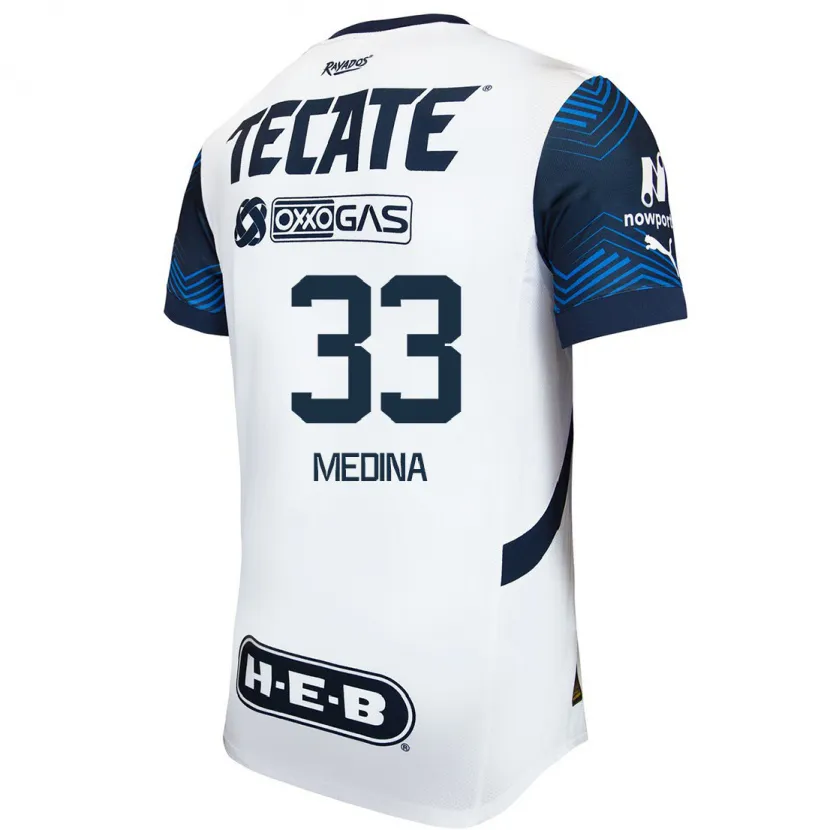 Danxen Heren Stefan Medina #33 Wit Blauw Uitshirt Uittenue 2024/25 T-Shirt