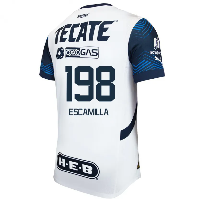 Danxen Heren Diego Escamilla #198 Wit Blauw Uitshirt Uittenue 2024/25 T-Shirt