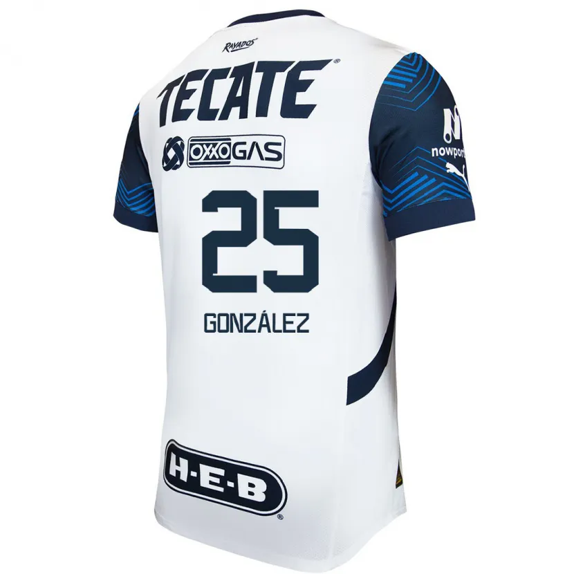 Danxen Heren Jonathan González #25 Wit Blauw Uitshirt Uittenue 2024/25 T-Shirt