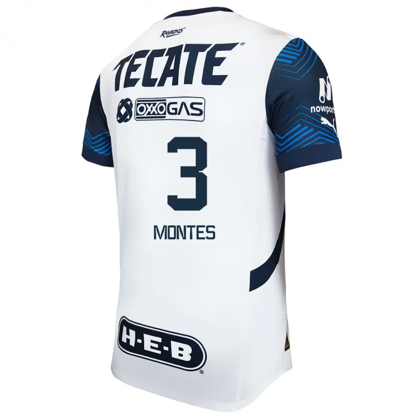 Danxen Heren Cesar Montes #3 Wit Blauw Uitshirt Uittenue 2024/25 T-Shirt