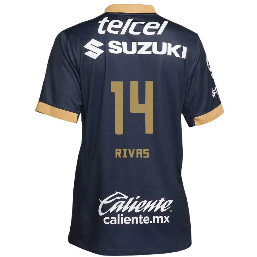 Danxen Heren Jesús Rivas #14 Obsidiaan Goud Wit Uitshirt Uittenue 2024/25 T-Shirt