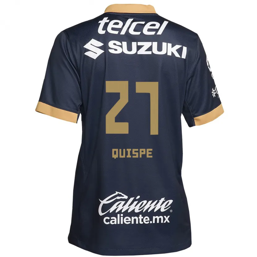 Danxen Heren Piero Quispe #27 Obsidiaan Goud Wit Uitshirt Uittenue 2024/25 T-Shirt