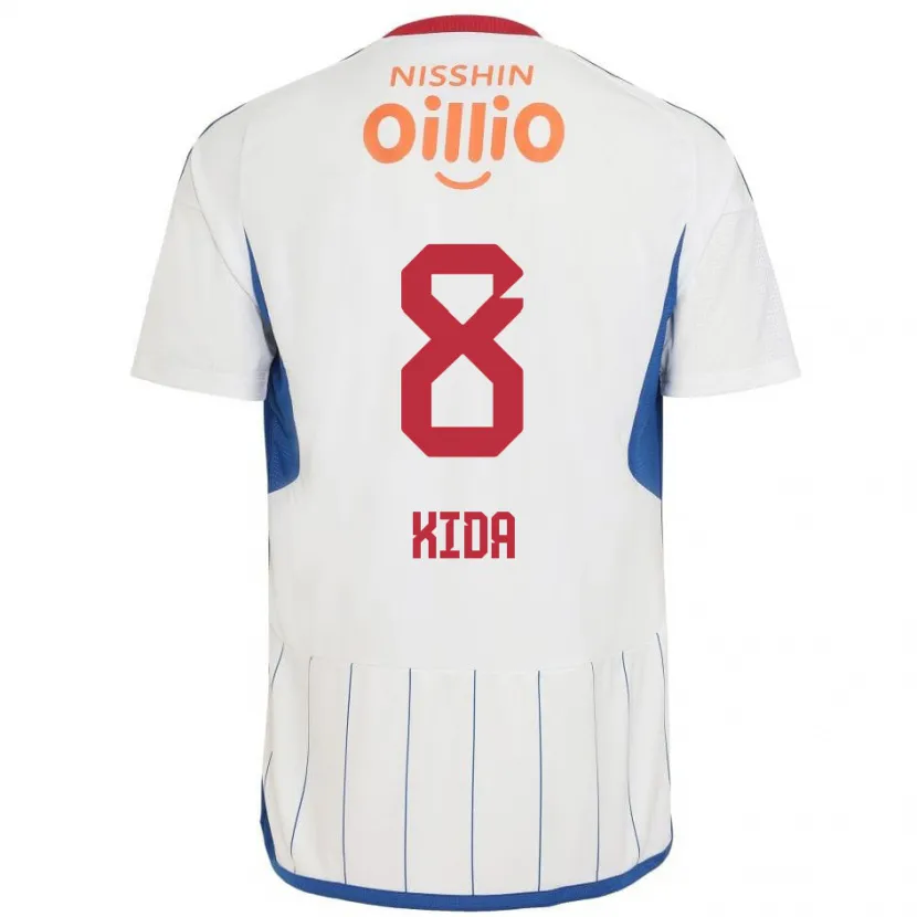 Danxen Heren Takuya Kida #8 Wit Blauw Rood Uitshirt Uittenue 2024/25 T-Shirt