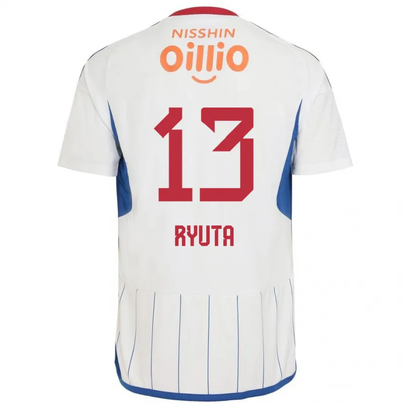 Danxen Heren Ryuta Koike #13 Wit Blauw Rood Uitshirt Uittenue 2024/25 T-Shirt