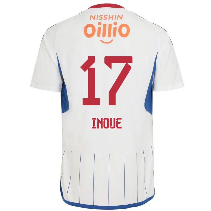 Danxen Heren Kenta Inoue #17 Wit Blauw Rood Uitshirt Uittenue 2024/25 T-Shirt