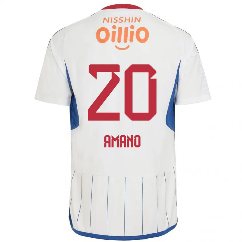 Danxen Heren Jun Amano #20 Wit Blauw Rood Uitshirt Uittenue 2024/25 T-Shirt