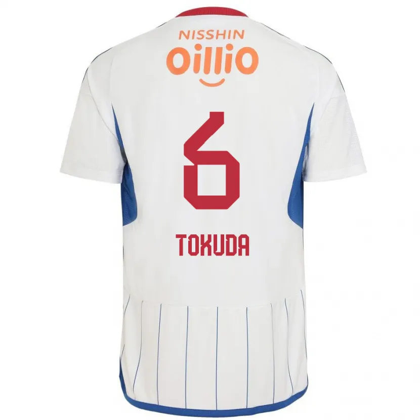 Danxen Heren Yuma Tokuda #6 Wit Blauw Rood Uitshirt Uittenue 2024/25 T-Shirt