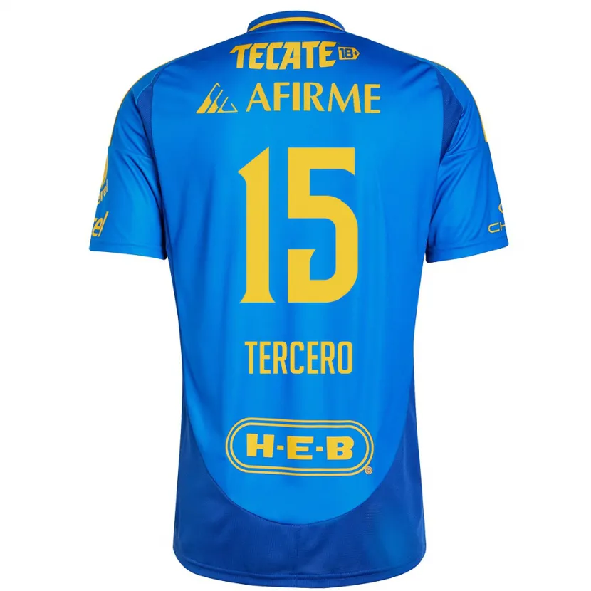 Danxen Heren Eduardo Tercero #15 Blauw Geel Uitshirt Uittenue 2024/25 T-Shirt