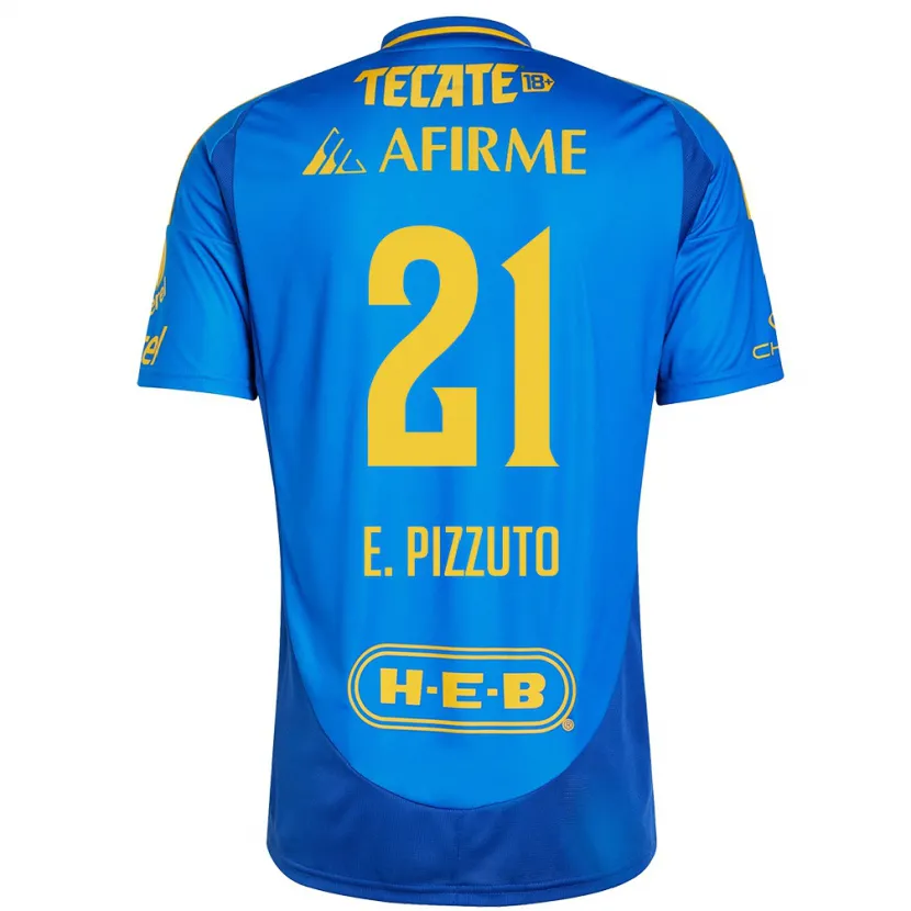 Danxen Heren Eugenio Pizzuto #21 Blauw Geel Uitshirt Uittenue 2024/25 T-Shirt