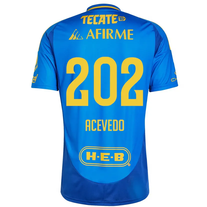 Danxen Heren José Acevedo #202 Blauw Geel Uitshirt Uittenue 2024/25 T-Shirt